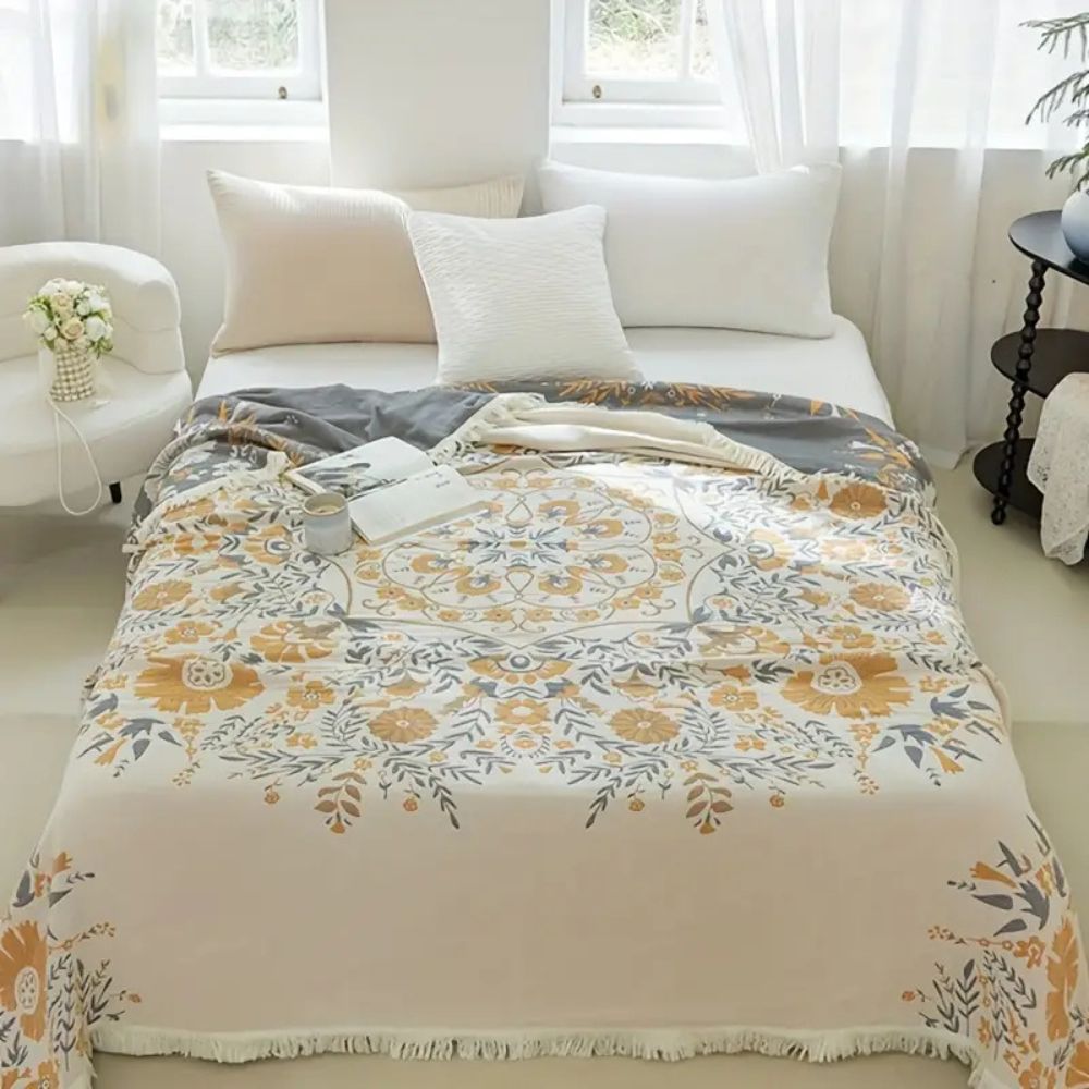 Reversible Floral Blanket with French Flair