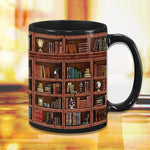 Kreative Keramiktasse für Katzen- und Buchliebhaber