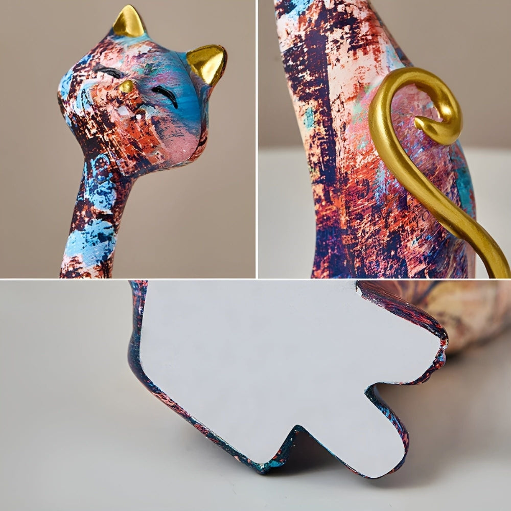 Minimalist Cat Sculptures in a Duo for Modern Decoration