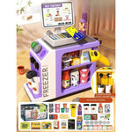 Toy cash register with touchscreen and scanner for home use
