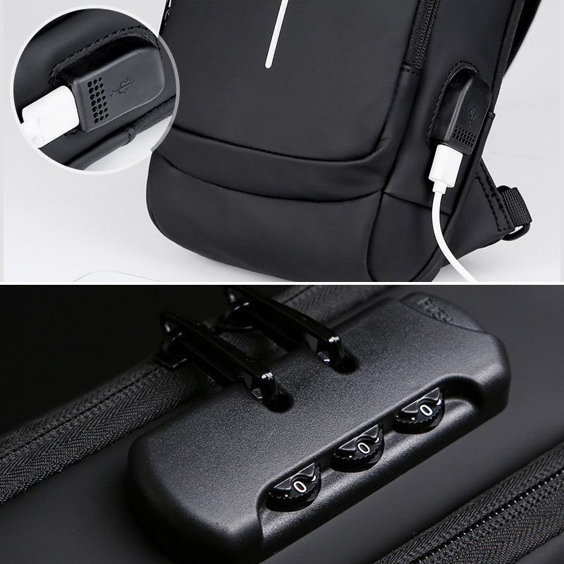 Secure shoulder bag with USB charging function