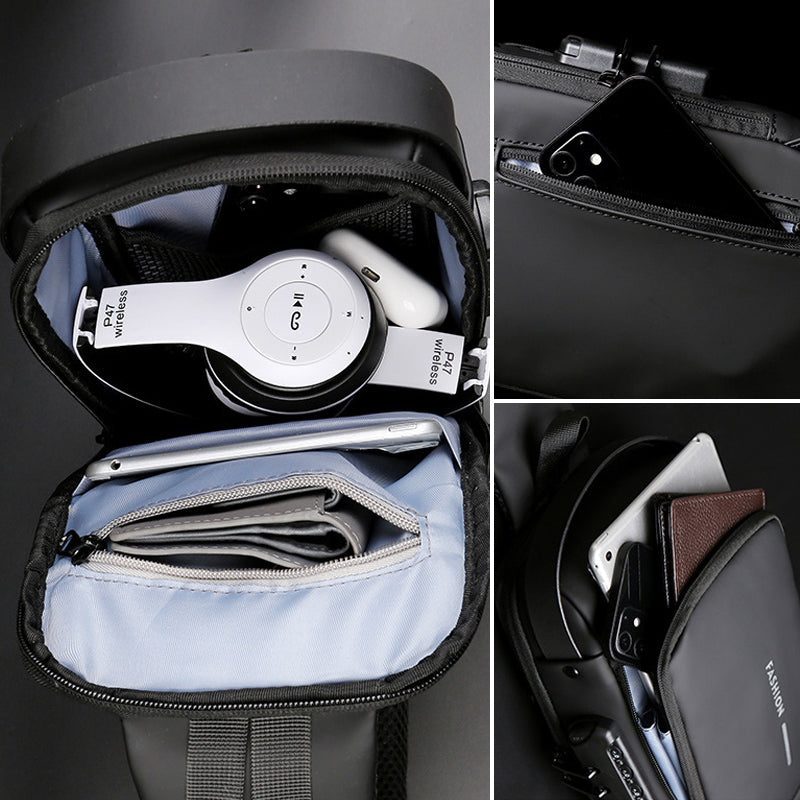 Secure shoulder bag with USB charging function