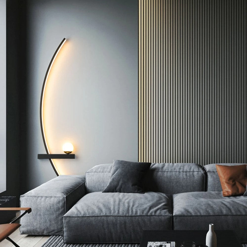 Modern LED wall light with curved design and light modes
