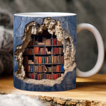 Bücherregal-Tasse im 3D-Design für Bücherliebhaber