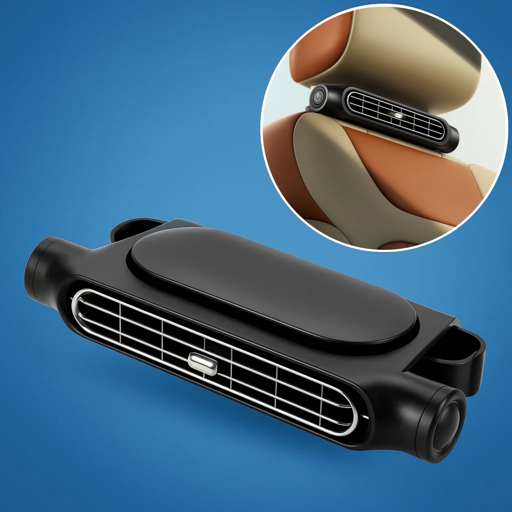 USB Auto Sitz Kühllüfter - 3-stufig einstellbar - leise mit Klettverschluss für Kopfstütze