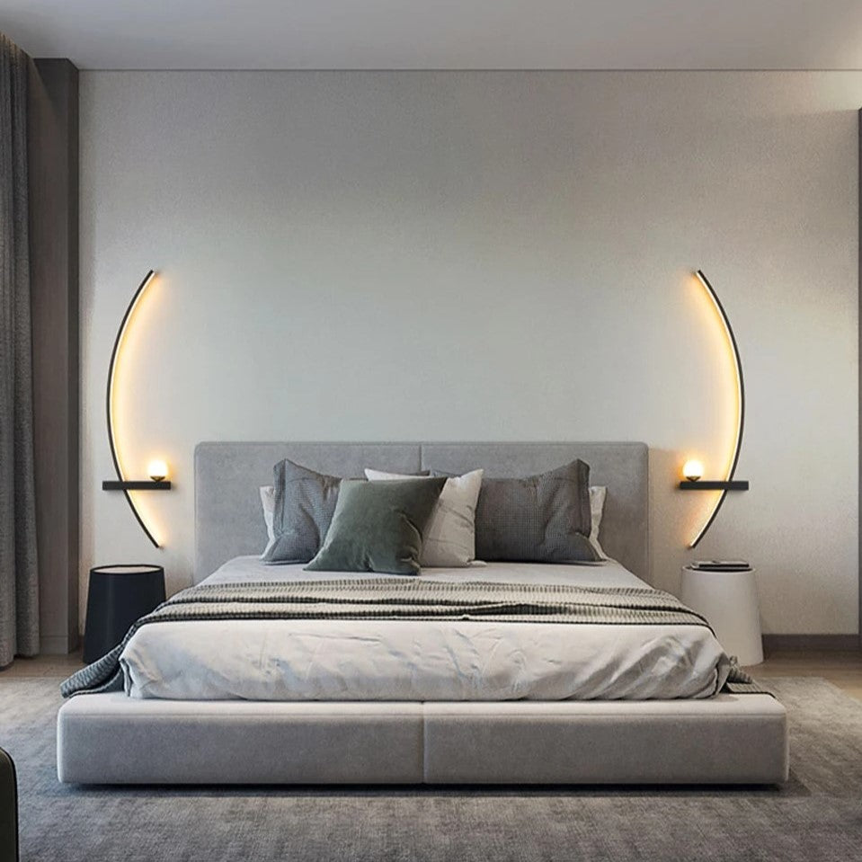 Modern LED wall light with curved design and light modes
