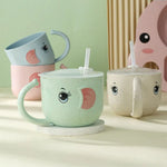 Drinking cup for children with integrated straw