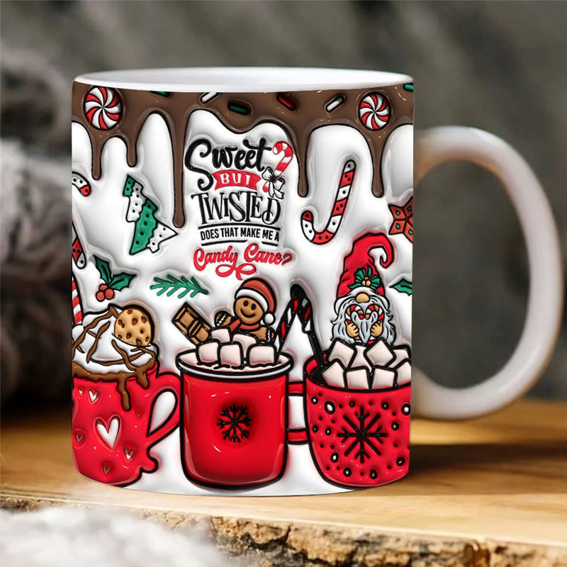 Verspielte 3D Weihnachtskeramik-Tasse für festliche Momente