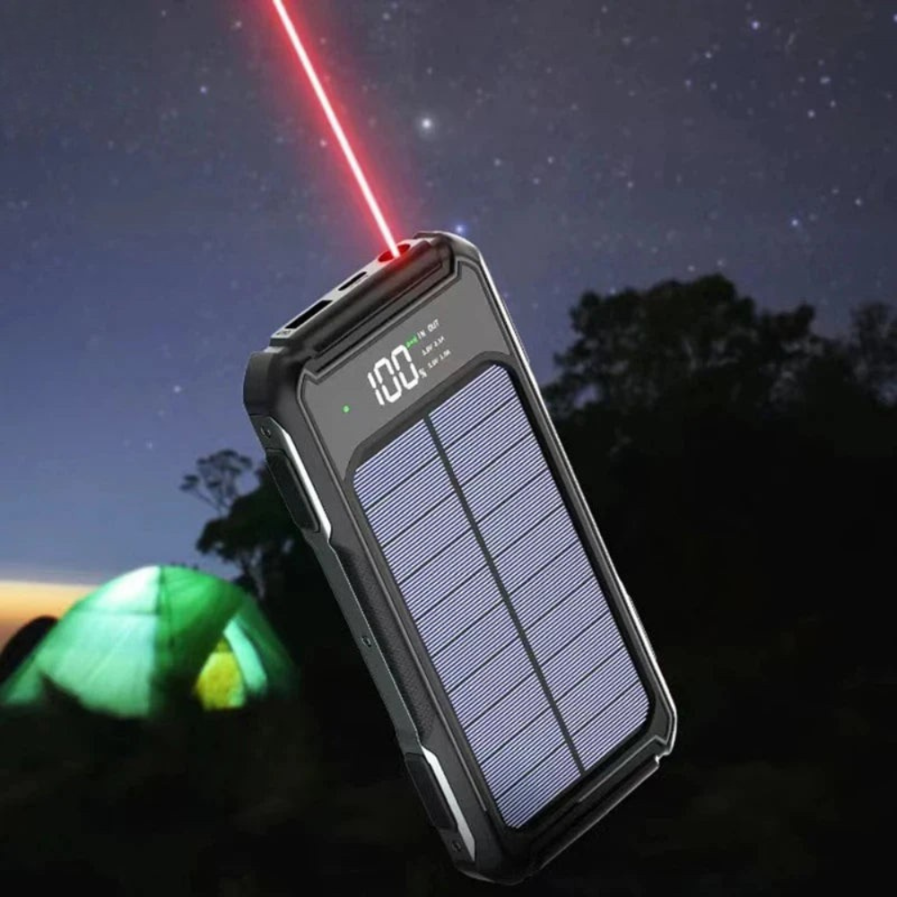 Powerful Solar Power Bank with 4-in-1 Cable and Emergency Light