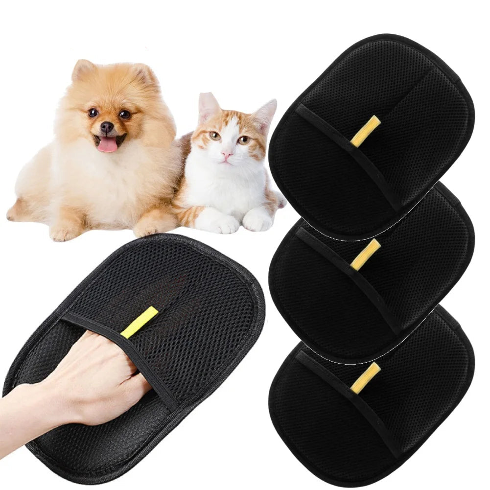 Soft Fur Grooming Glove - 2-in-1 Pet Hair Remover and Massager