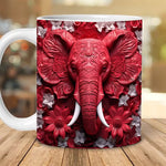 3D Elefanten Blumen Tasse