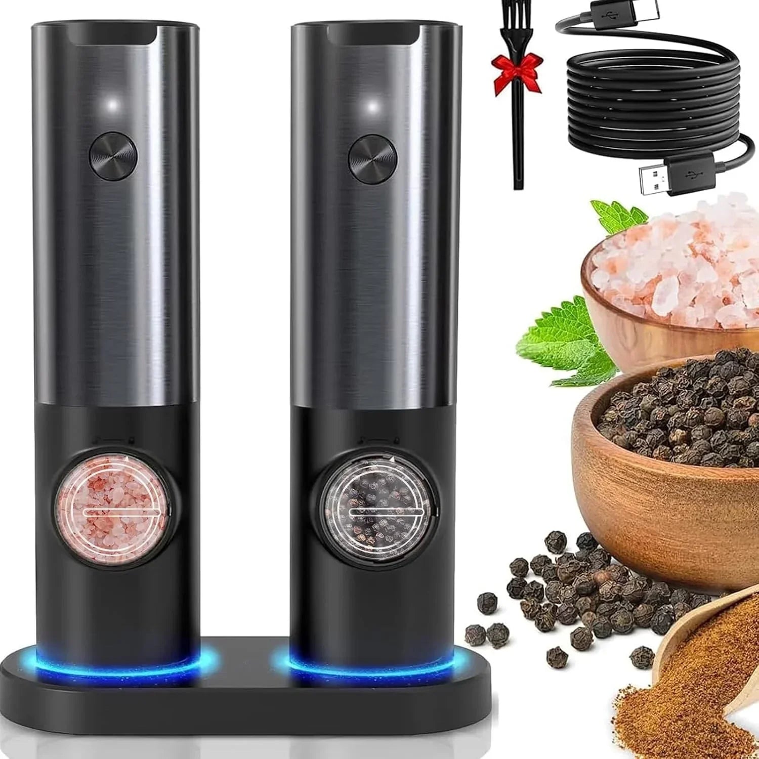 Stylische Akku-Mühle für Salz und Pfeffer