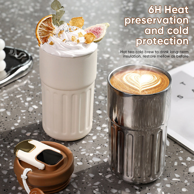 Coffee thermos with temperature display