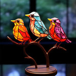 Double-sided acrylic ornaments with colourful birds on branches