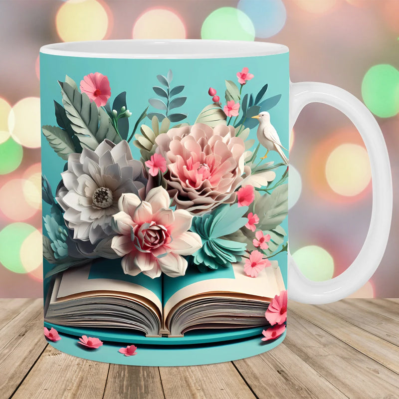 Kreative Blumige Kaffeetasse für Bücherliebhaber – Perfektes Geschenk