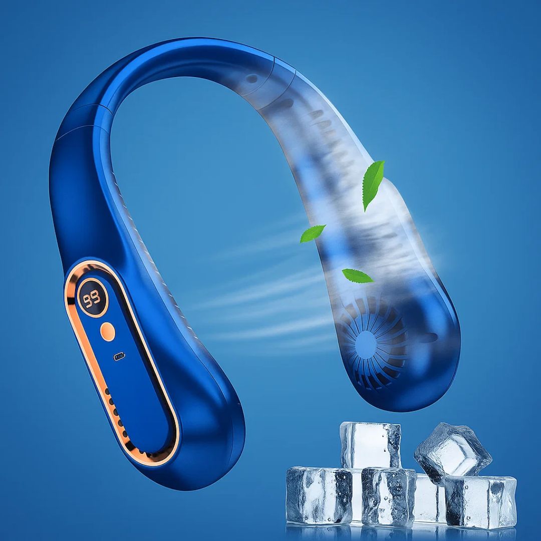 Portable Neck Fan – Hands-Free, Bladeless Cooling – Five Speeds USB-C – For Travel and Office