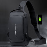 Secure shoulder bag with USB charging function