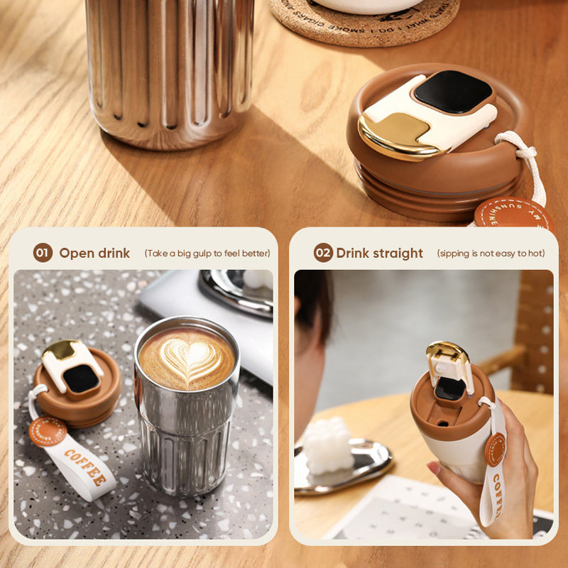 Coffee thermos with temperature display