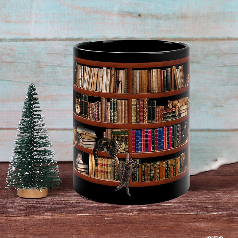 Bücherregal aus Keramik – Geschenk für Katzen- und Buchliebhaber