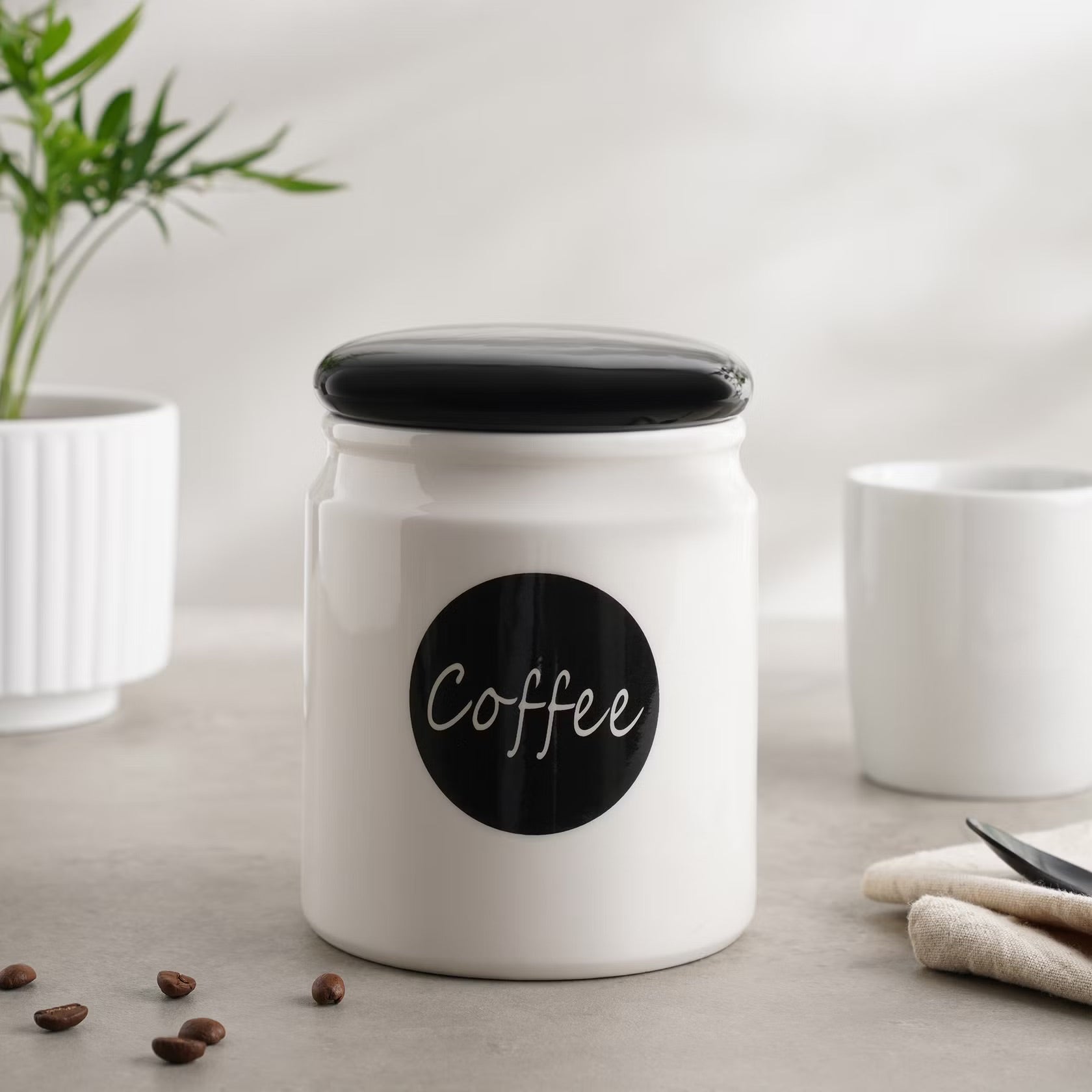 Coffee container 800ml, Stylish in white