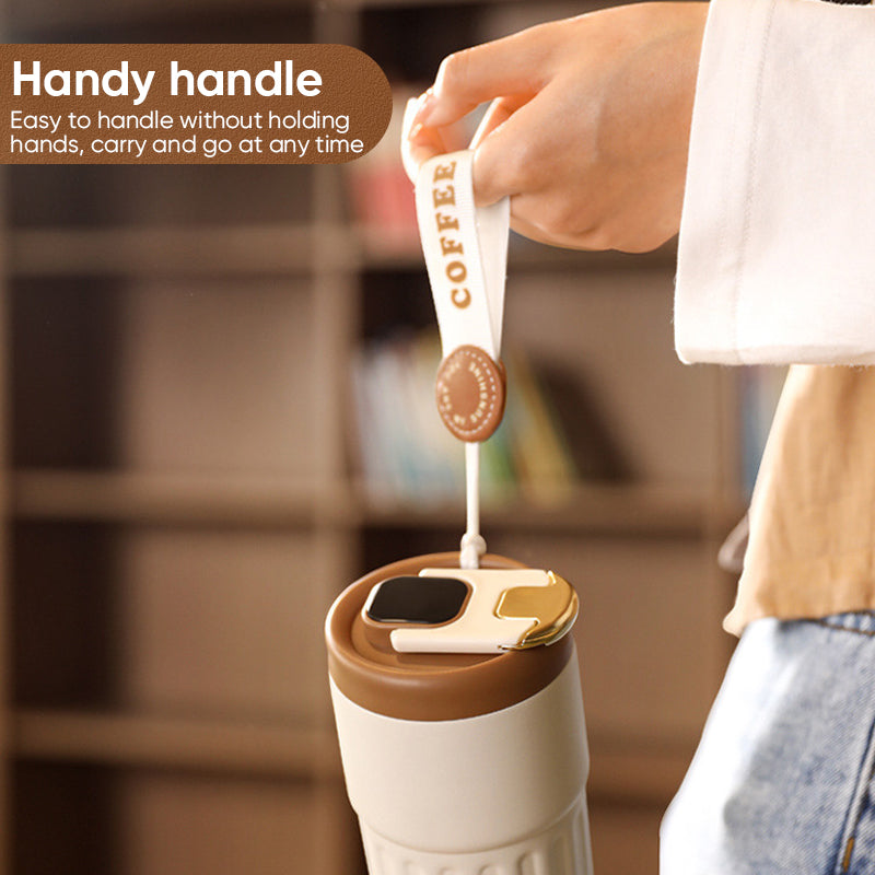 Coffee thermos with temperature display