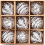 Christmas Hanging Decorations – 9-Piece Set with Plastic Snowflakes and Balloons