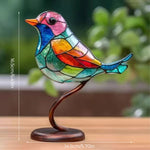 Double-sided acrylic ornaments with colourful birds on branches