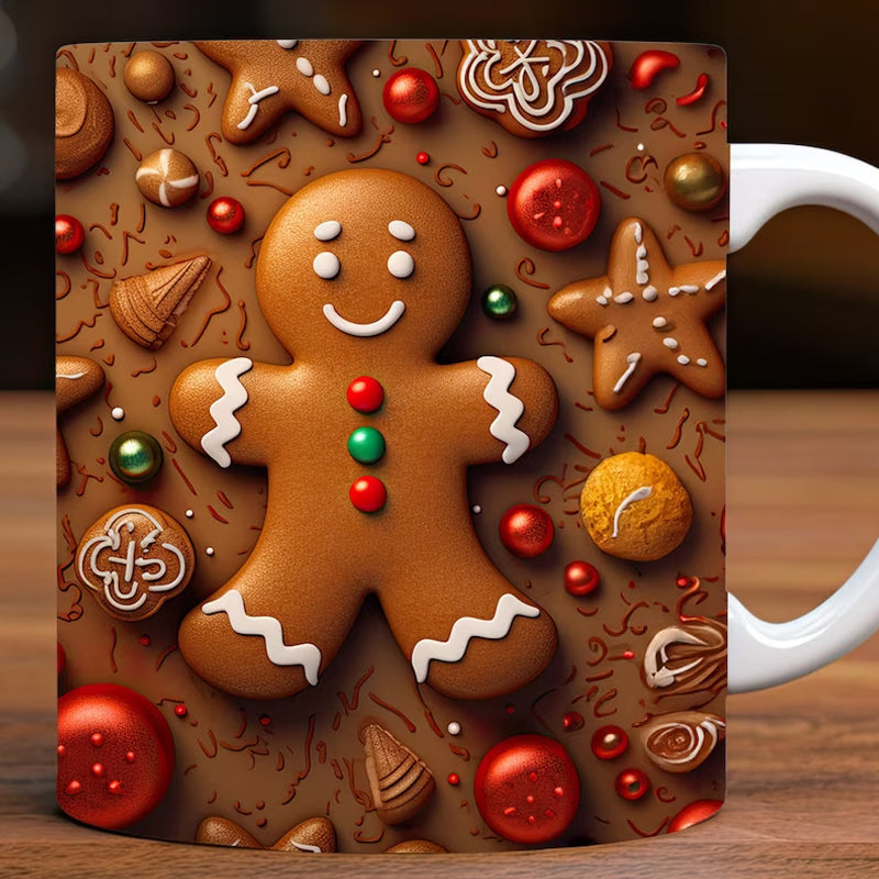 Verspielte 3D Weihnachtskeramik-Tasse für festliche Momente