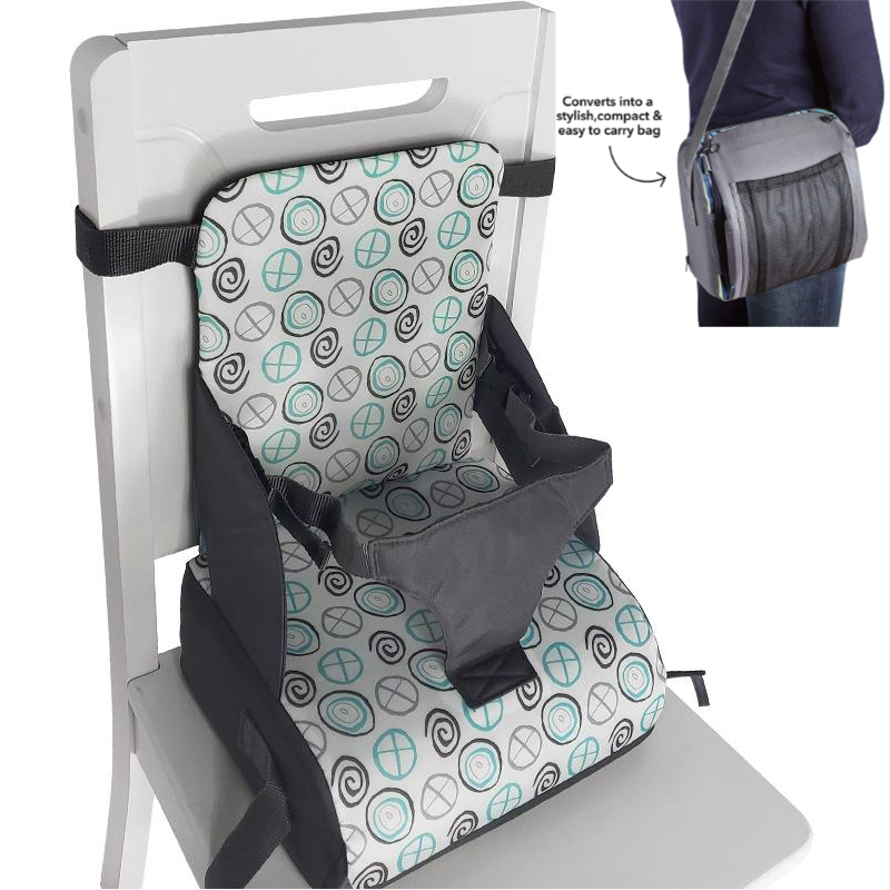 Portable High Chair for Babies - Travel Booster Seat with Harness and Bag