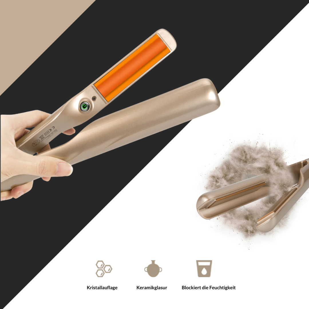 Versatile 2-in-1 curling iron and hair straightener for dream styles