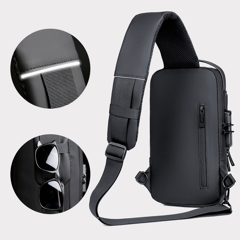 Secure shoulder bag with USB charging function