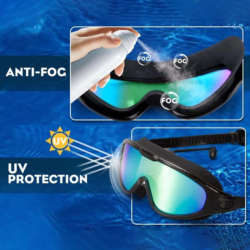 Anti-fog swim goggles with wide vision