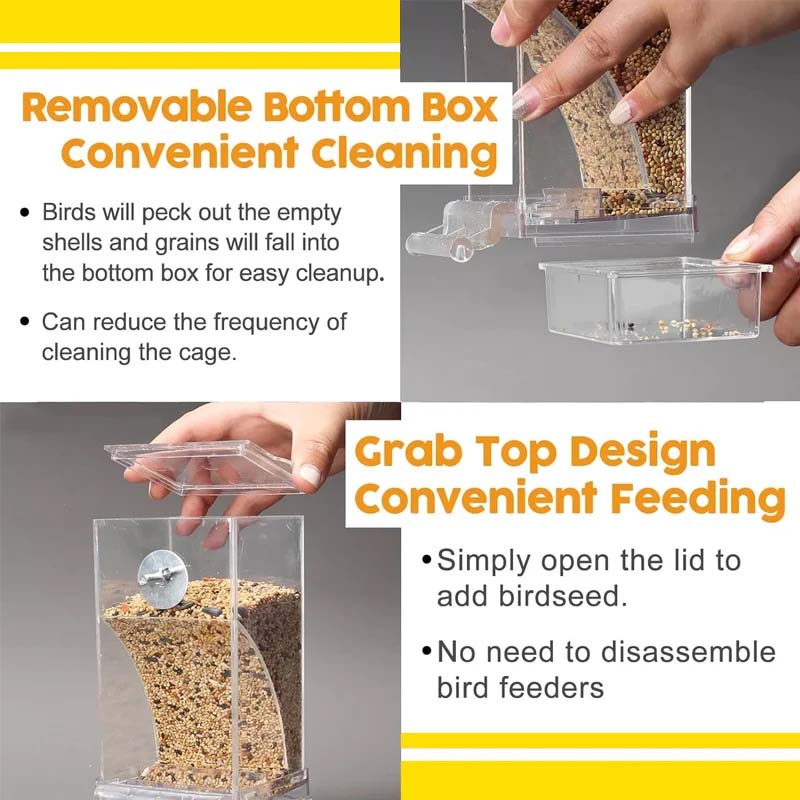 Automatic overflow protection for transparent bird feeders