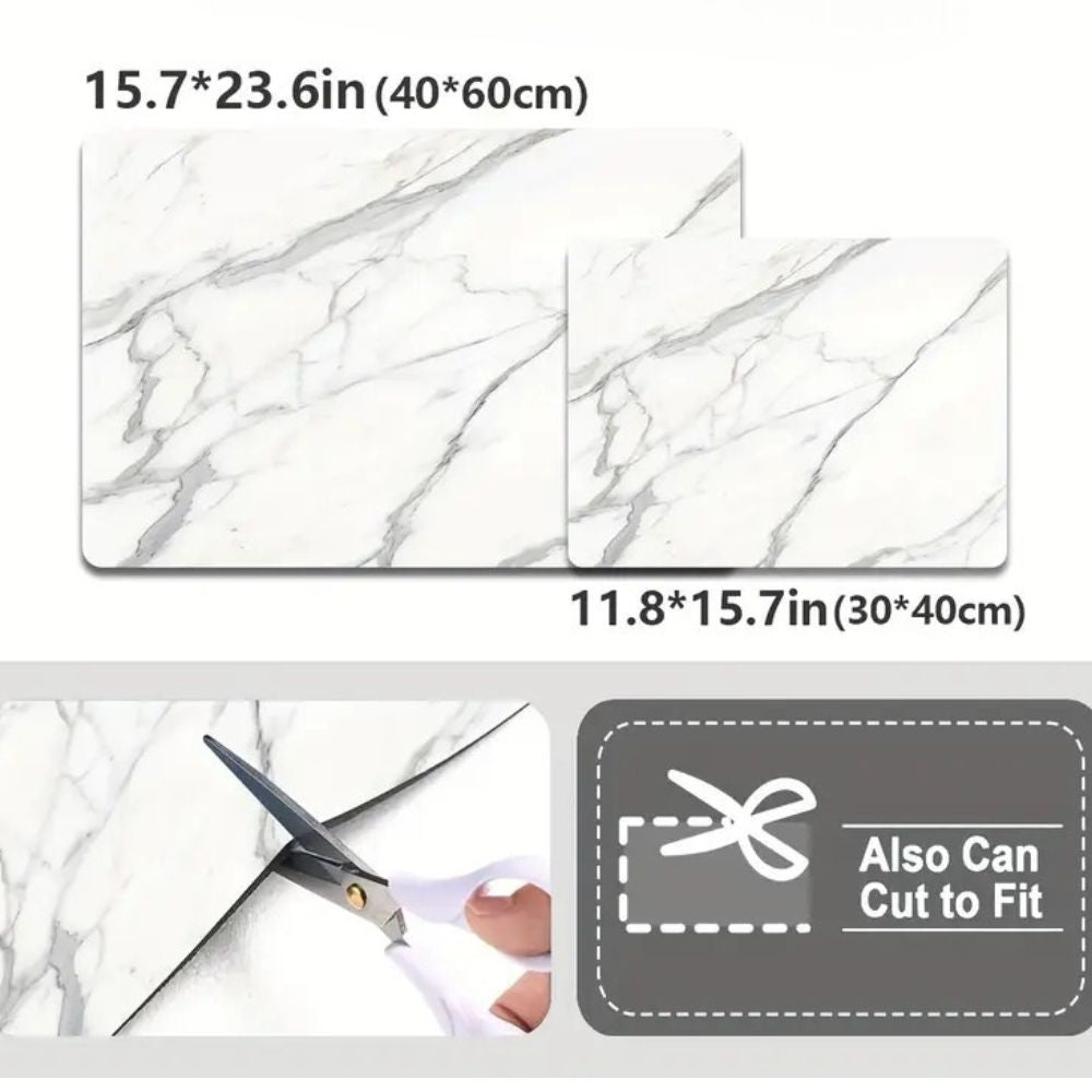 Elegant Dish Drying Mat with Marble Design