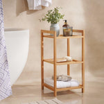Dreistufiges Bambus Badregal, 30x30x57cm, Natürliche Optik