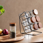 Elegantes 6-teiliges Gewürzgläser-Set mit schrägem Ständer
