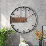 Elegant Wall Clock made of Steel and Walnut – Silent Design for Home and Office