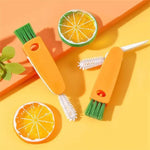 3-in-1 cleaning brush for bottle caps with rubber ring and groove