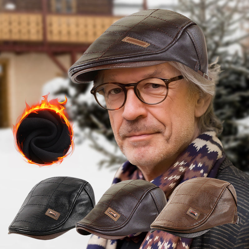 Luxuriöse Plüschmütze aus Leder | Stilvolle Wärme für den Winter