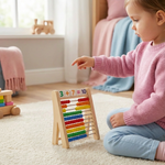 Wooden abacus for learning arithmetic skills