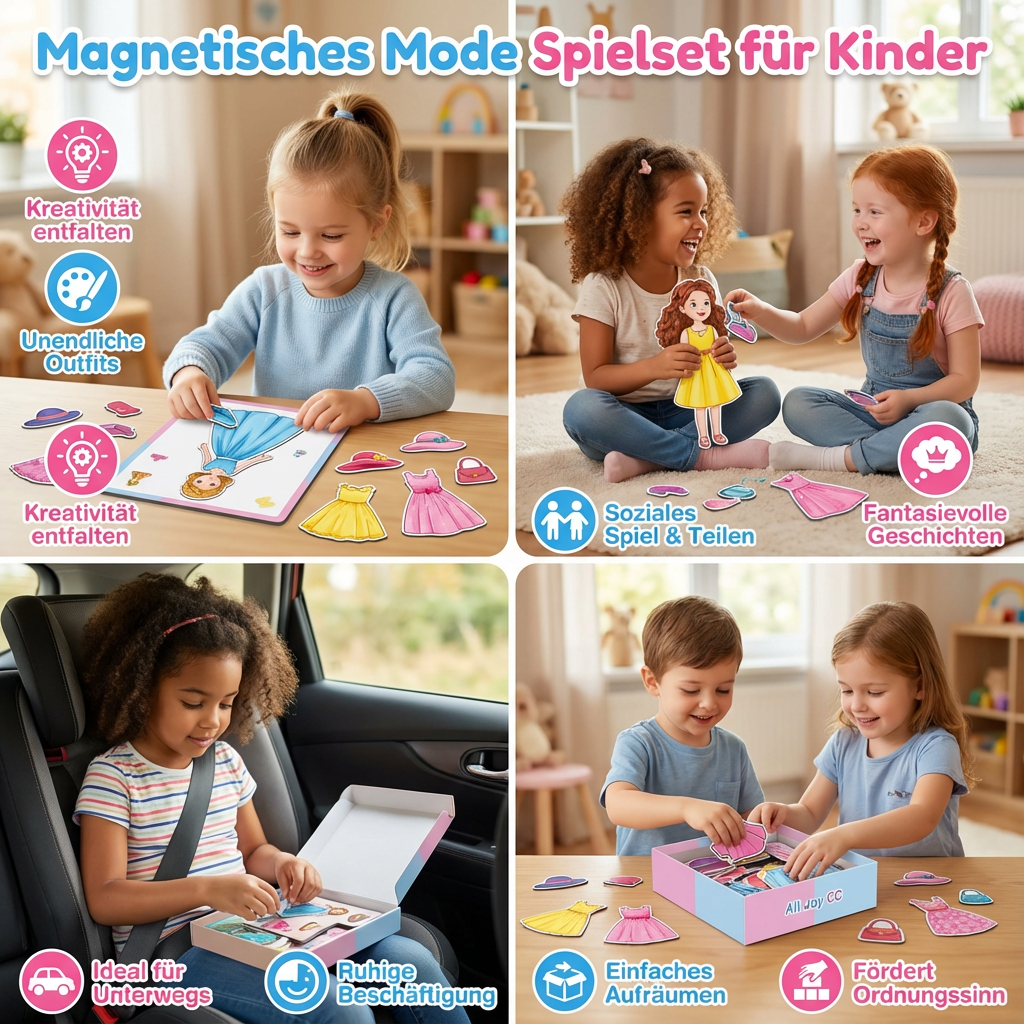 Children's playset with magnetic fashion pieces