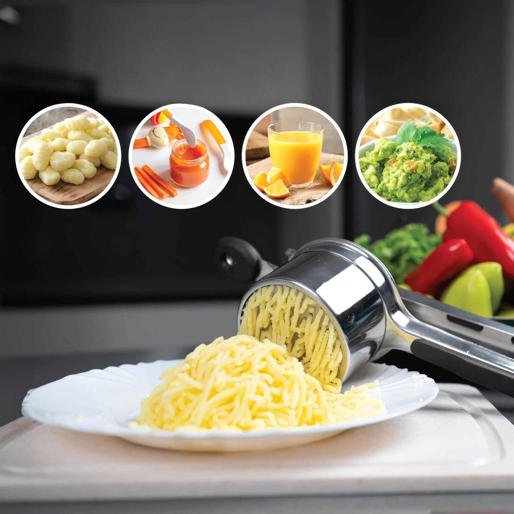Küchenmeister – Robust Stainless Steel Potato Ricer for Puree Lovers
