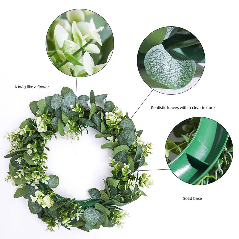 Eucalyptus Bliss | Handgefertigter Eukalyptuskranz mit Blumen | Perfekte Dekoration für jeden Anlass