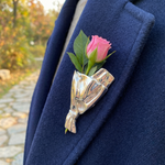 Elegant brooch with mini vase for fresh flowers