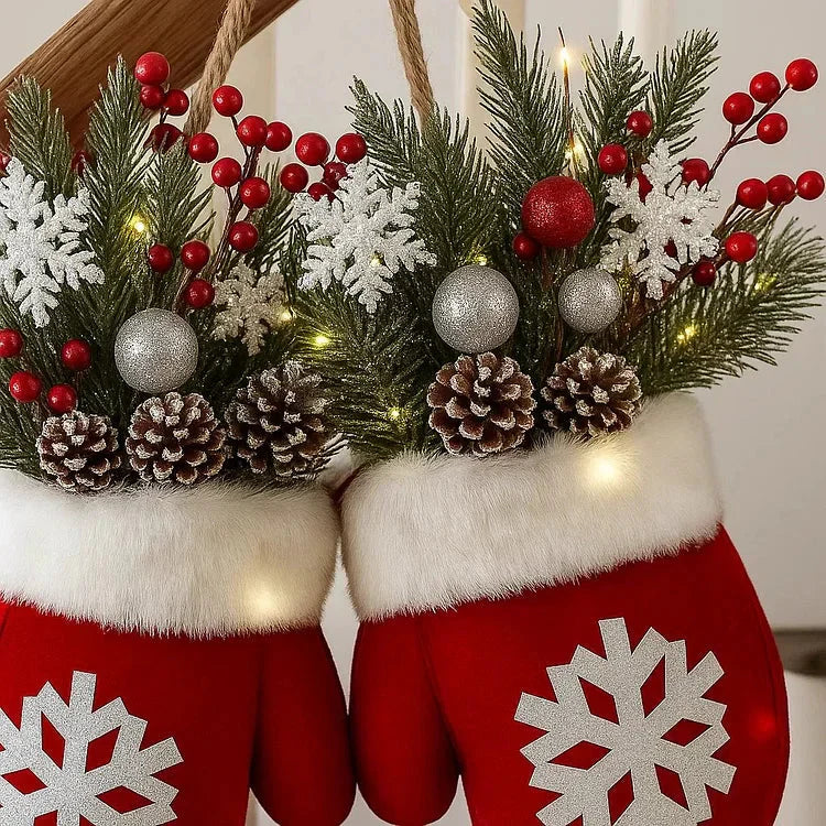 Festive Christmas Wreath in the Shape of a Glove – 120 LEDs with Timer