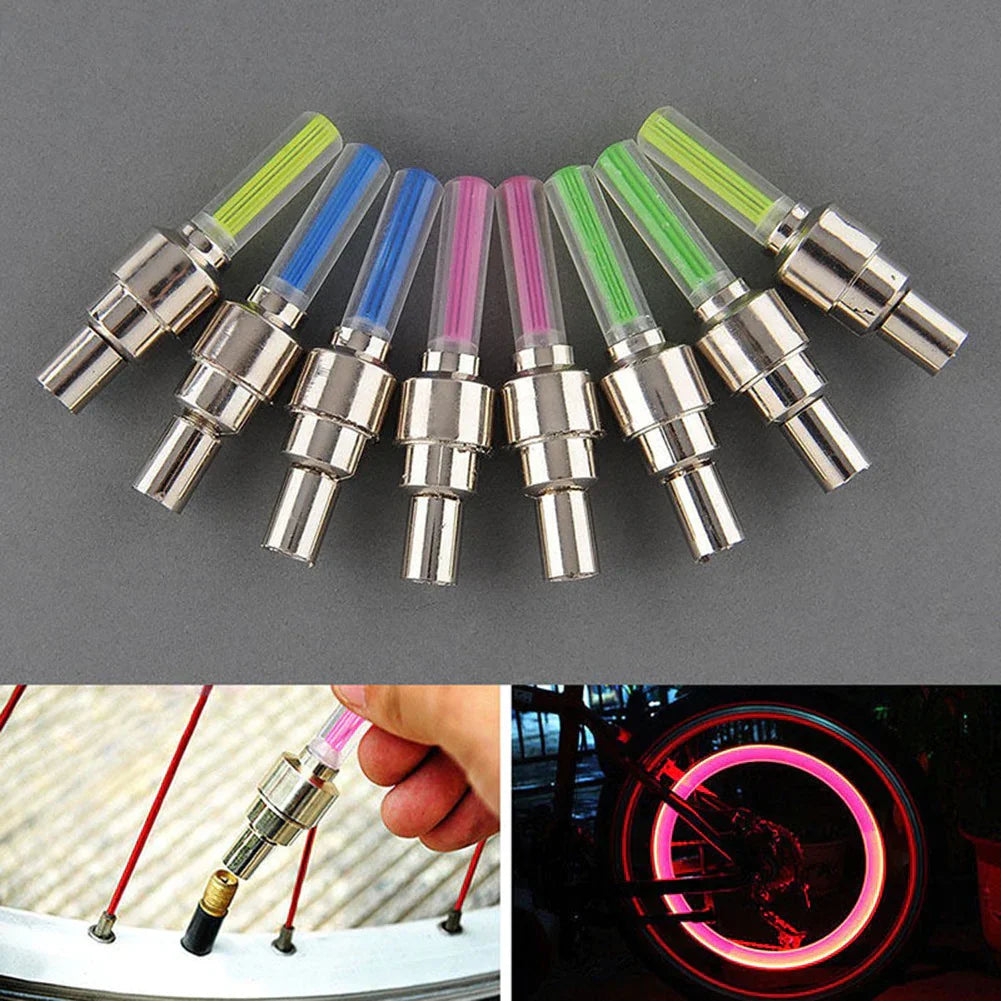 2er Set LED Radlichter für Auto und Motorrad, Ventilkappen