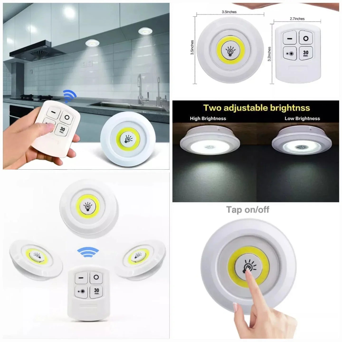 Set mit 3 kabellosen LED Schranklichtern mit Fernbedienung