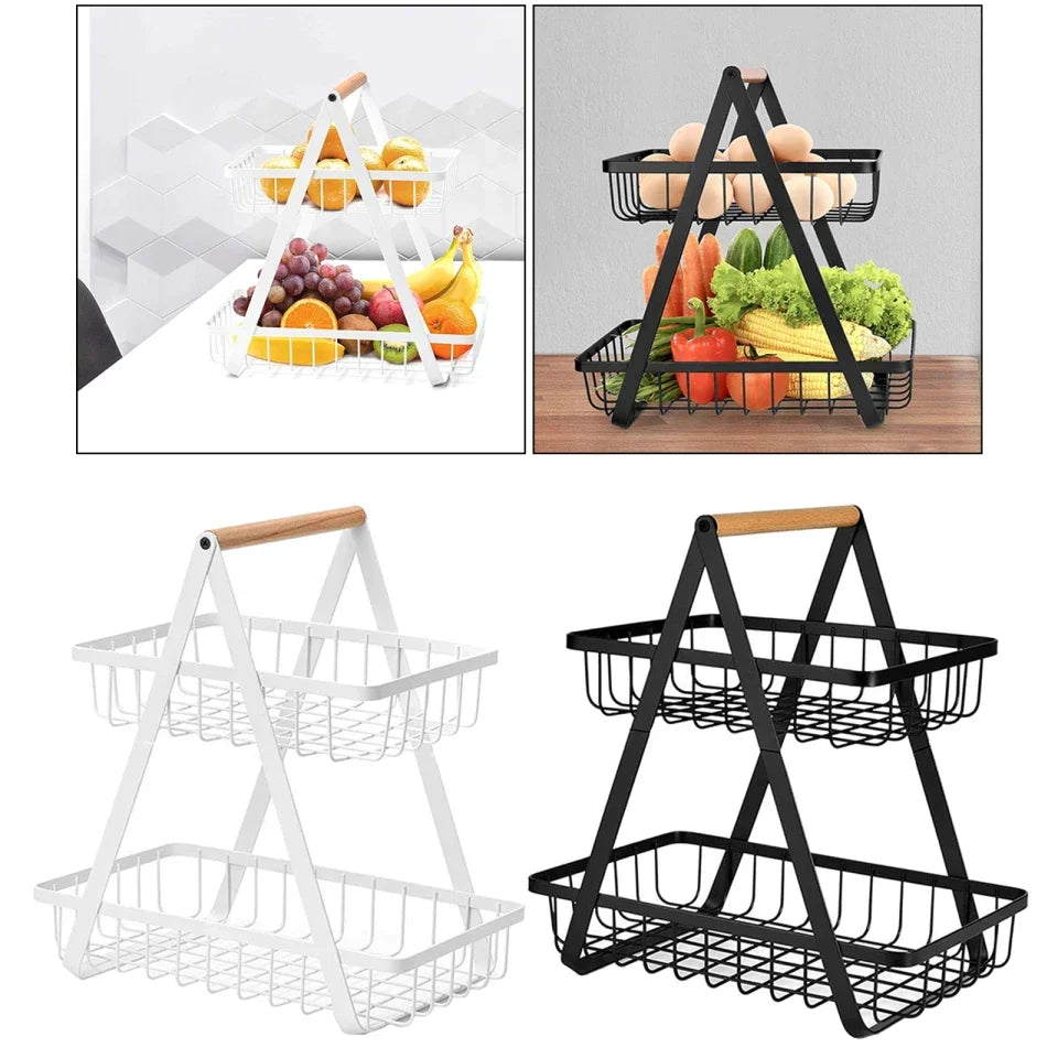 Two-Tier Metal Fruit Basket