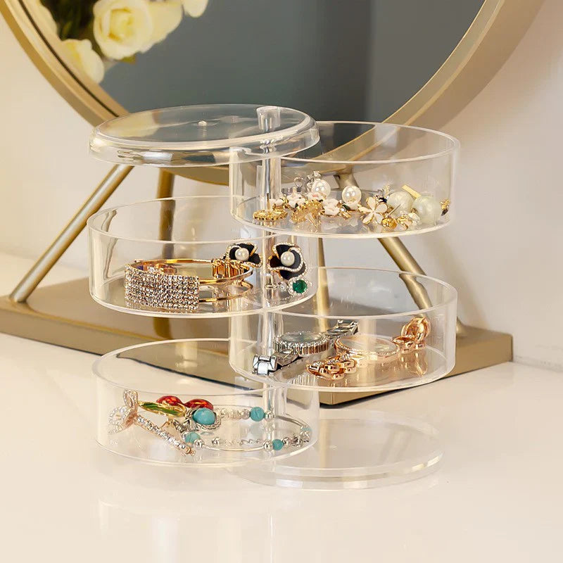 Elegant Rotatable Jewelry Storage with 4 Compartments