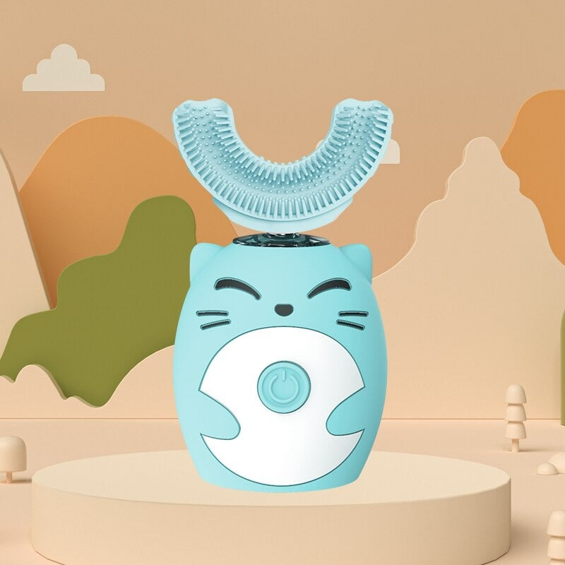 Electric children's toothbrush with U-shaped brush head